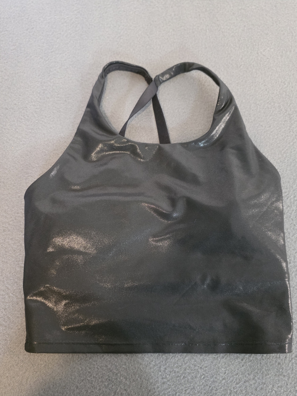 Old Navy Shiny Black Racerback Crop Sports Bra